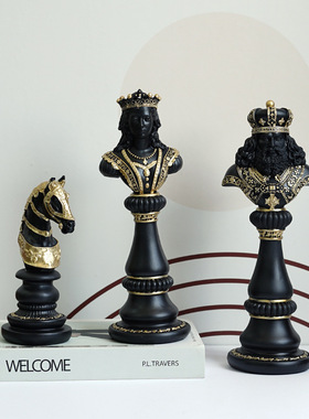 跨境国际象棋树脂工艺品摆件家居办公室桌面皇后国战马创意装饰