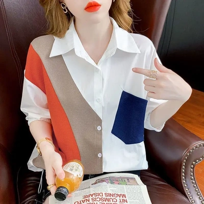 洋气外穿衬衫女短袖薄款2025夏季新款时尚气质设计感小众短款衬衣