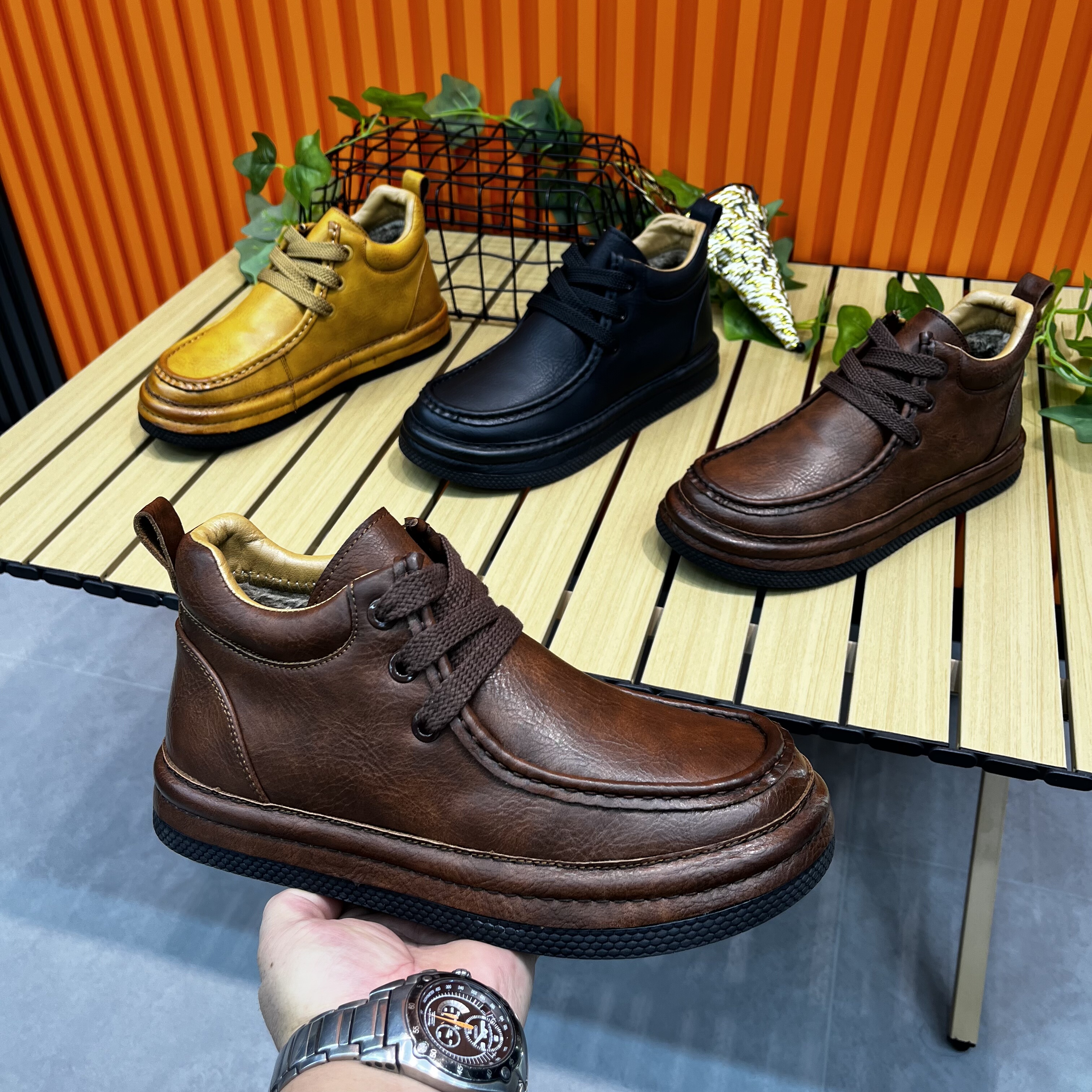 XK8-101秋冬新款皮面单棉同款男鞋百搭时尚休闲运动皮包底潮鞋