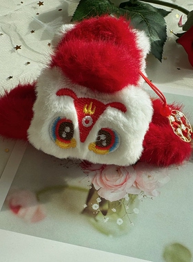 新年款红色醒狮毛绒抓夹儿童成人同款