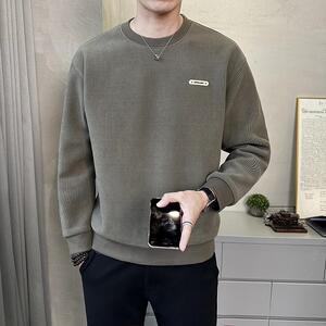 冬季新款潮流长袖圆领加绒加厚棉卫衣 韩版微阔打底T恤W6701-P80图片