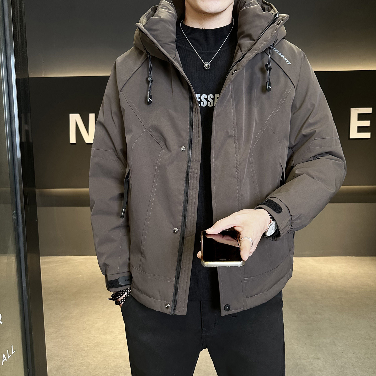标户外男士连帽羽绒服冬季潮牌高级感防寒服工装外套Y177-P245,男装羽绒服,电商A239
