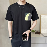夏季时尚男士拼口袋短袖t恤休闲圆领半袖百搭上衣T88008-特P48，男装T恤，电商A239