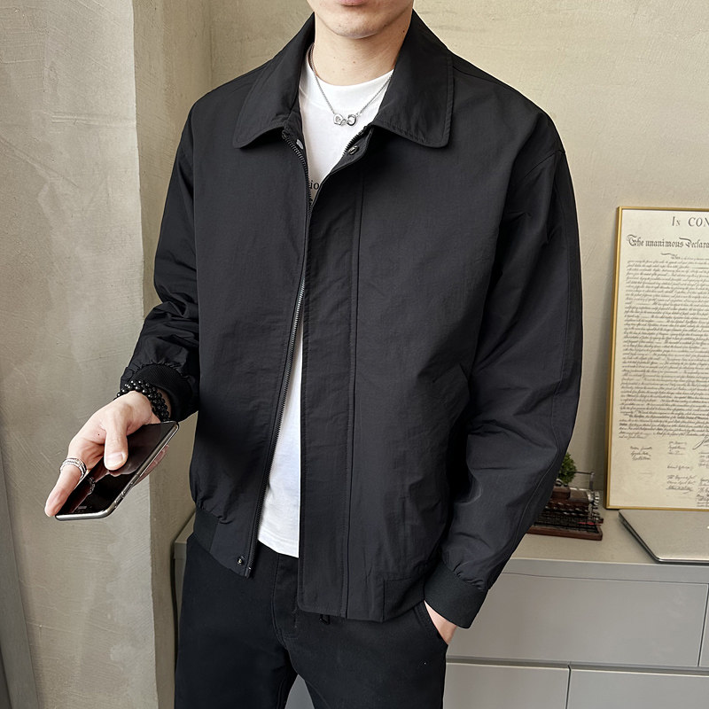 春季翻领纯色休闲夹克外套男韩版潮流百搭上衣外套JK6505-P125,男装夹克,电商A239