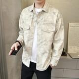 春季衬衫式外套男士脏脏灰翻领休闲宽松日系工装长袖C5505-P110，男装衬衫，电商A239