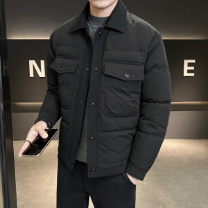 羽绒服男冬季潮流翻领短款外套 男士衬衫款羽绒外衣Y6685-P170图片