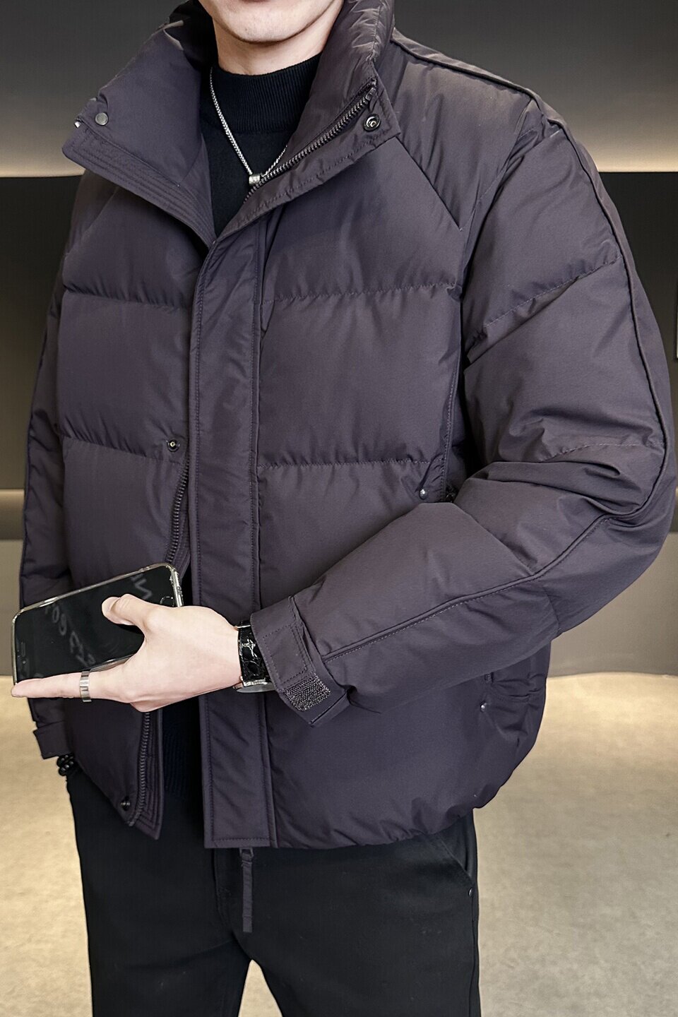 冬季男士立领羽绒服百搭潮流简约纯色休闲感蓬松羽绒衣Y2586-P235,男装羽绒服,电商A239