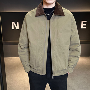 标巴恩风翻领羽绒服新款拼接灯芯绒男士冬季夹克外套Y5525-P195图片