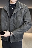 秋季新款皮衣外套男士立领休闲时尚帅气机车皮褂子痞帅P6859-P150，男装皮衣，电商A239