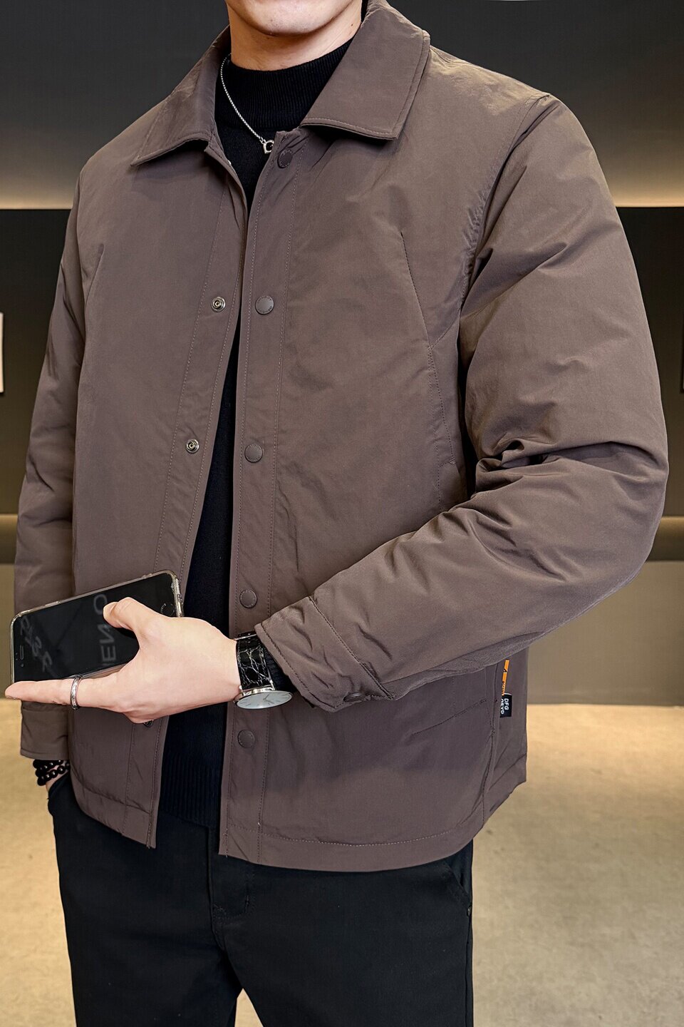 标轻薄羽绒服男休闲风冬季潮流翻领短款外套男士夹克Y190-P175,男装夹克,电商A239