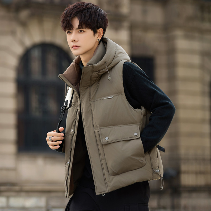 Tim男士马甲连帽秋冬外穿羽绒服马夹韩版潮流坎肩外套M8076-P130,男装羽绒服,电商A239
