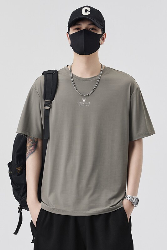 男士冰丝短袖T恤夏季百搭休闲运动圆领半袖上衣T65801-P35控69,男装T恤,电商A239
