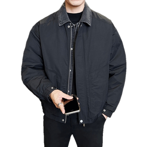 标巴恩风翻领羽绒服新款牛仔拼接男士冬季夹克外套Y5526-P210图片