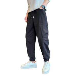 潮牌工装裤男痞帅束脚裤卡其色九分裤百搭休闲裤K26033-P75图片