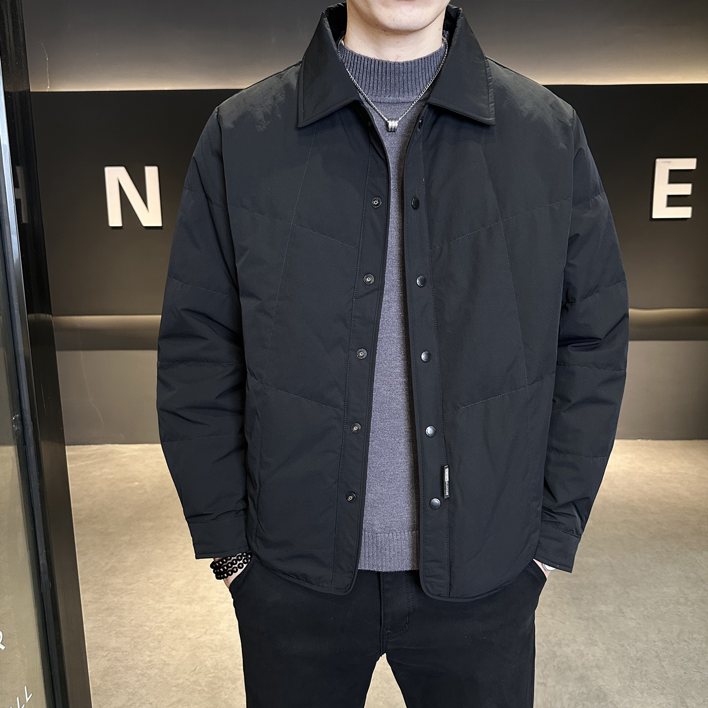 标90轻薄羽绒服男冬季潮流翻领短款外套男士夹克Y2522-P195，男装夹克，电商A239