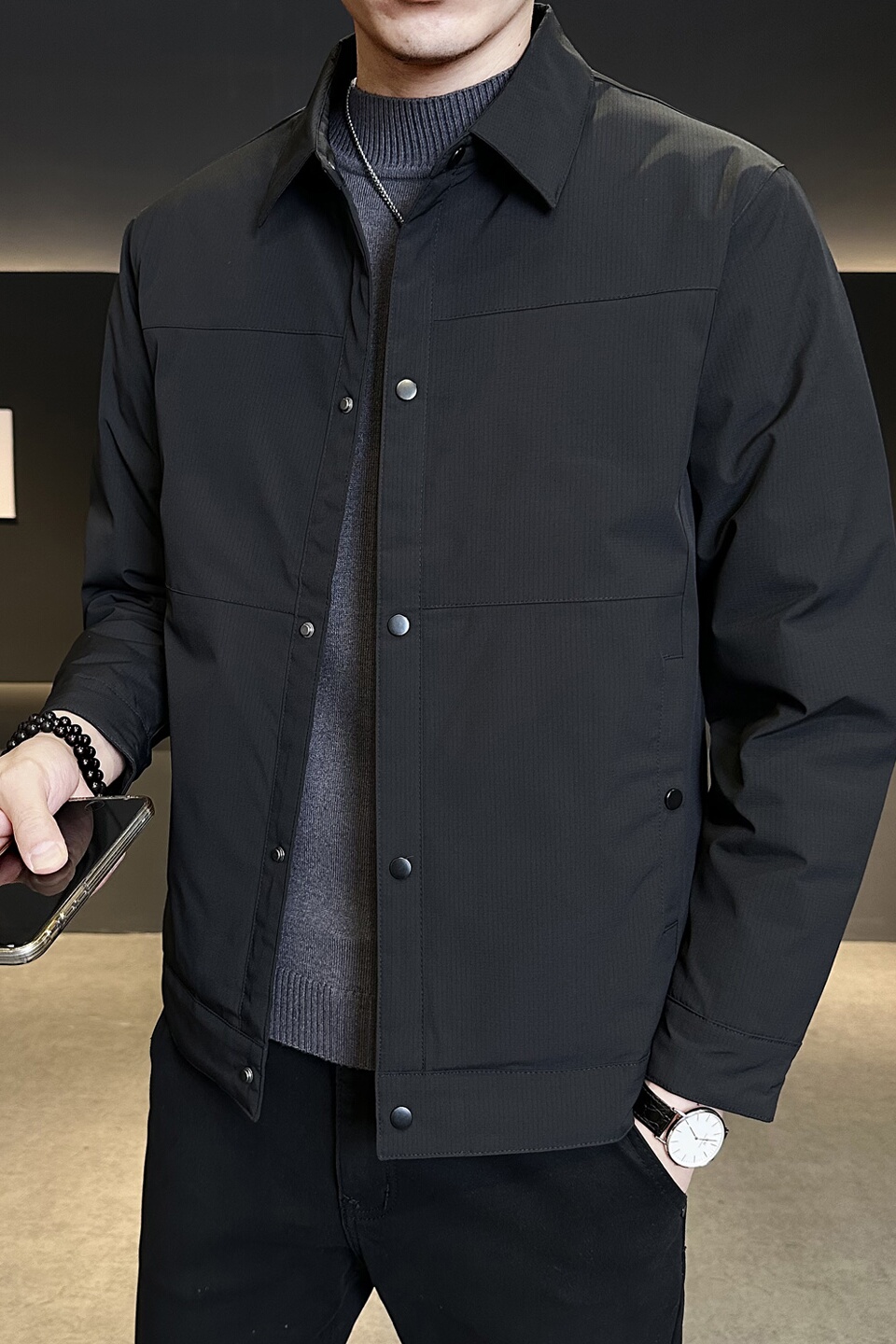 标轻薄羽绒服男工装风冬季潮流翻领短款外套男士夹克Y967-P165，男装夹克，电商A239