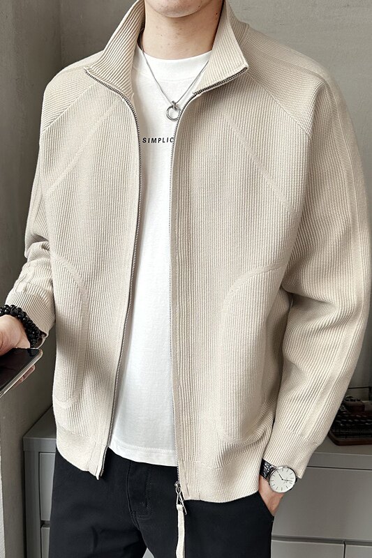 2026春莱赛尔立领毛衣开衫男士秋季休闲短款毛衣外套K7719-P130,男装针织衫/毛衣,电商A239