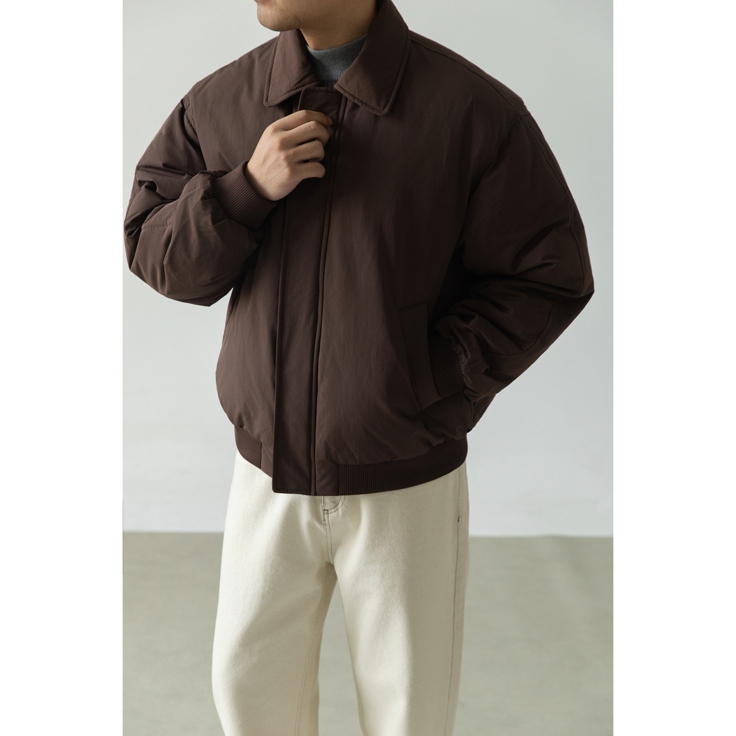 老钱风标翻领羽绒服夹克外套男潮流百搭冬季上衣外套Y5535-P195,男装夹克,电商A239