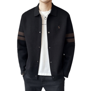 春季简约休闲翻领拼色毛衣拉链开衫 时尚休闲男款外套K7738-P135图片