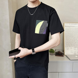 夏季时尚男士拼口袋短袖t恤休闲圆领半袖百搭上衣T88008-特P48，男装T恤，电商A239