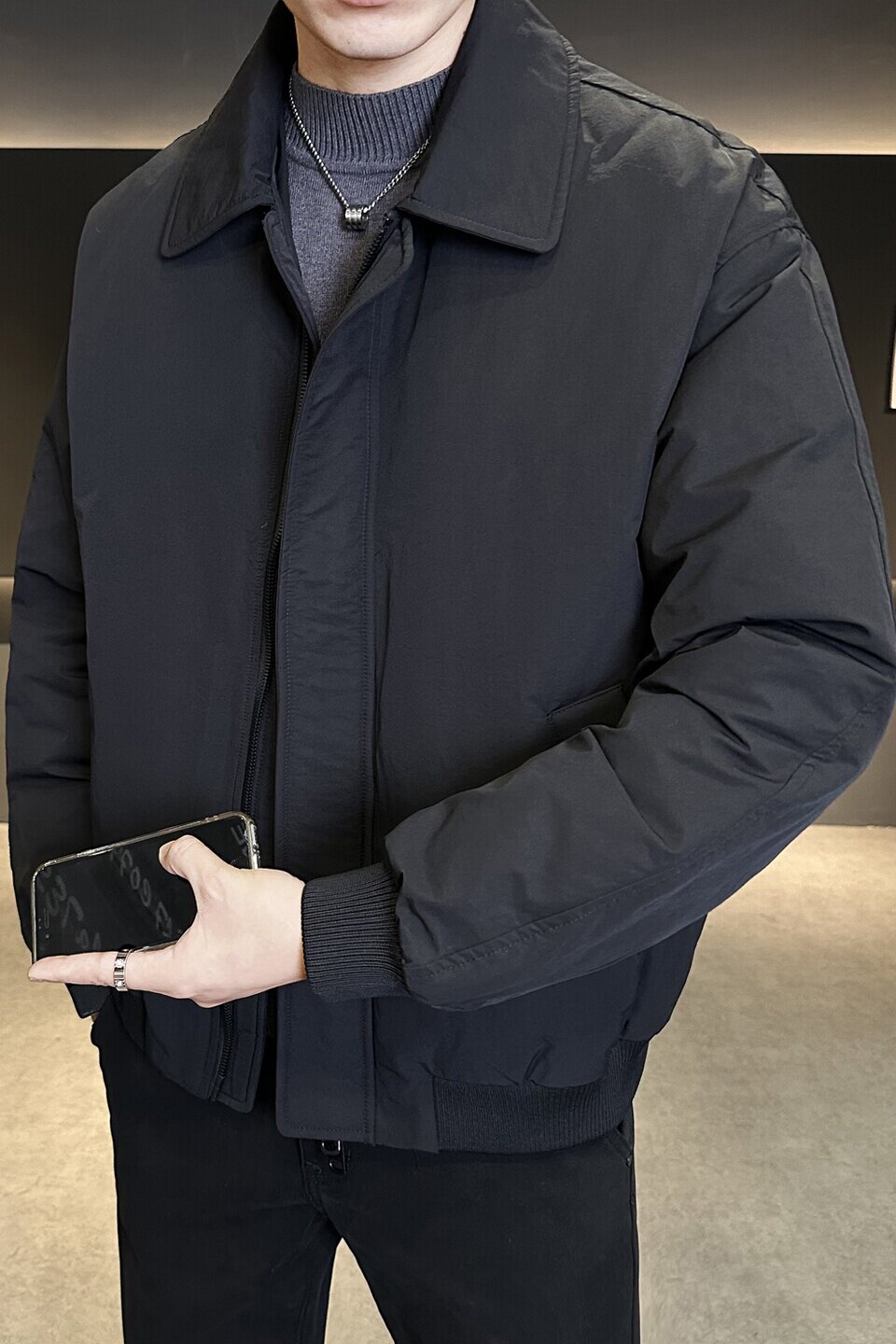 标老钱风翻领羽绒服夹克外套男潮流百搭冬季上衣外套Y5535-P195,男装羽绒服,电商A239