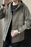 冬季加棉连帽风衣休闲韩版长款拉链棉夹克外套F312加棉-P150，男装夹克，电商A239