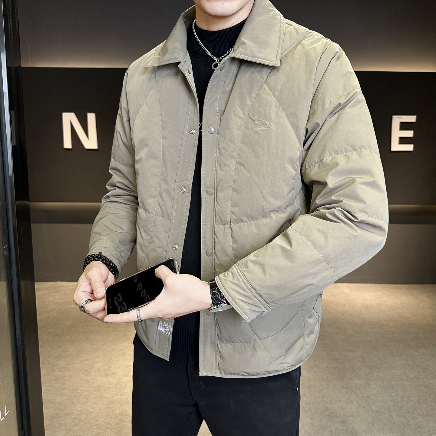 标90轻薄羽绒服男冬季潮流翻领短款外套男士夹克Y2566-P195，男装夹克，电商A239