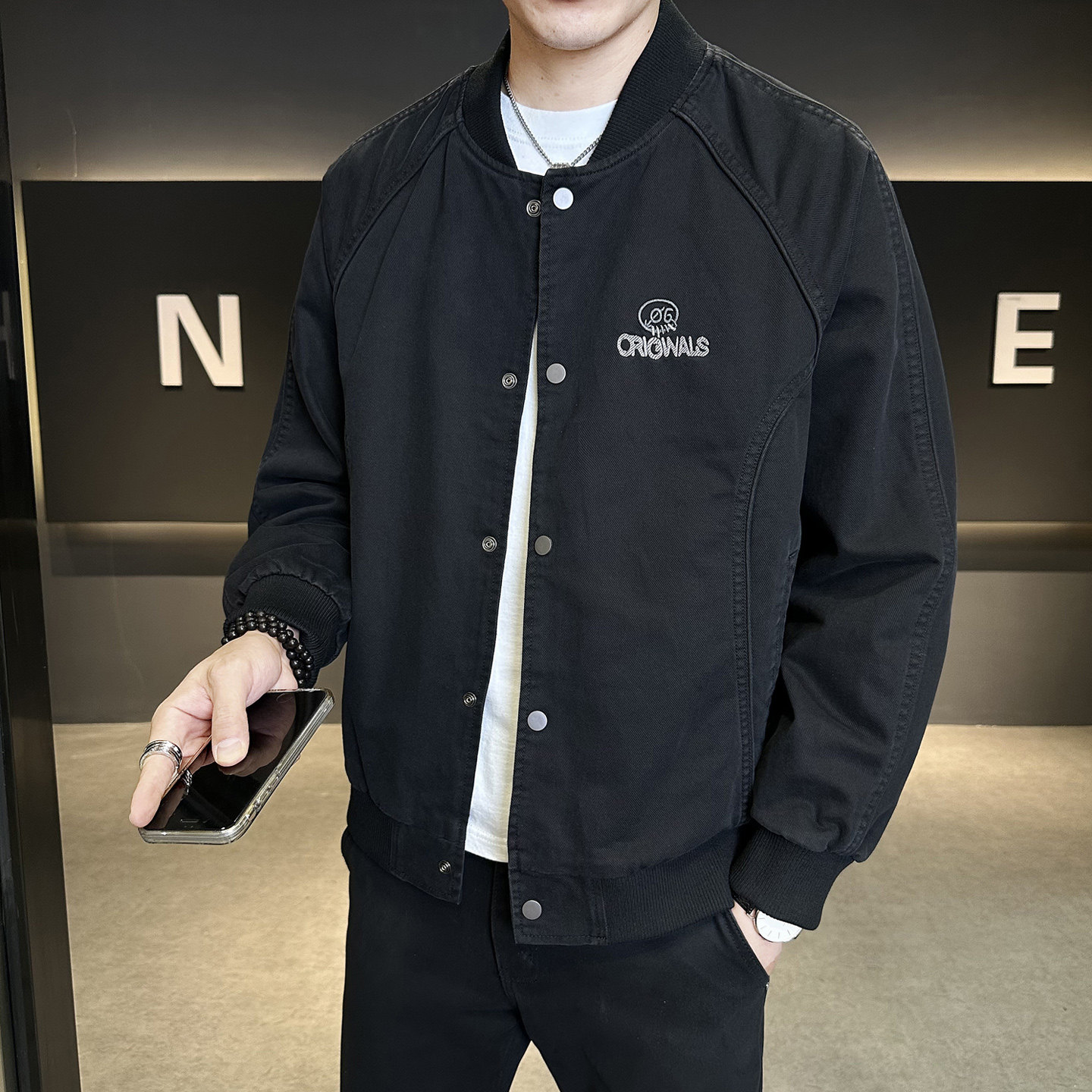 秋季棒球领夹克外套男莱赛尔天丝棉休闲上衣JK603-P140,男装夹克,电商A239