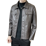 春季短款皮衣翻领外套男韩版修身机车皮夹克P5582-P145，男装夹克，电商A239