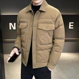羽绒服男冬季潮流翻领短款外套男士衬衫款羽绒外衣Y6685-P170，男装羽绒服，电商A239