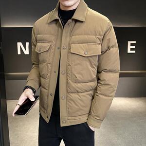 羽绒服男冬季潮流翻领短款外套 男士衬衫款羽绒外衣Y6685-P170图片