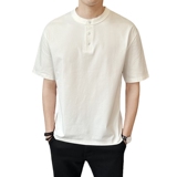 男士棉短袖T恤2025夏季新款圆领韩版宽松设计感上衣服T98001-P58，男装T恤，电商A239