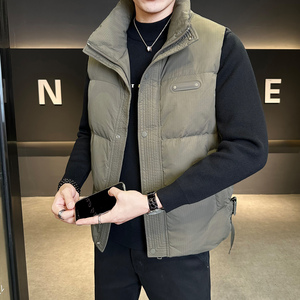 短款立领羽绒马甲男秋冬外穿羽绒服马夹韩潮流坎肩M2630-P140,长针织马甲背心搭配图片