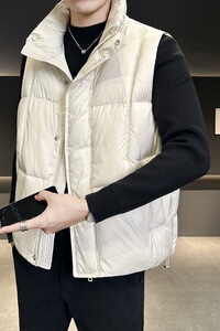 短款立领羽绒马夹男 休闲日系面包服保暖外套马甲背心M8067-P125图片