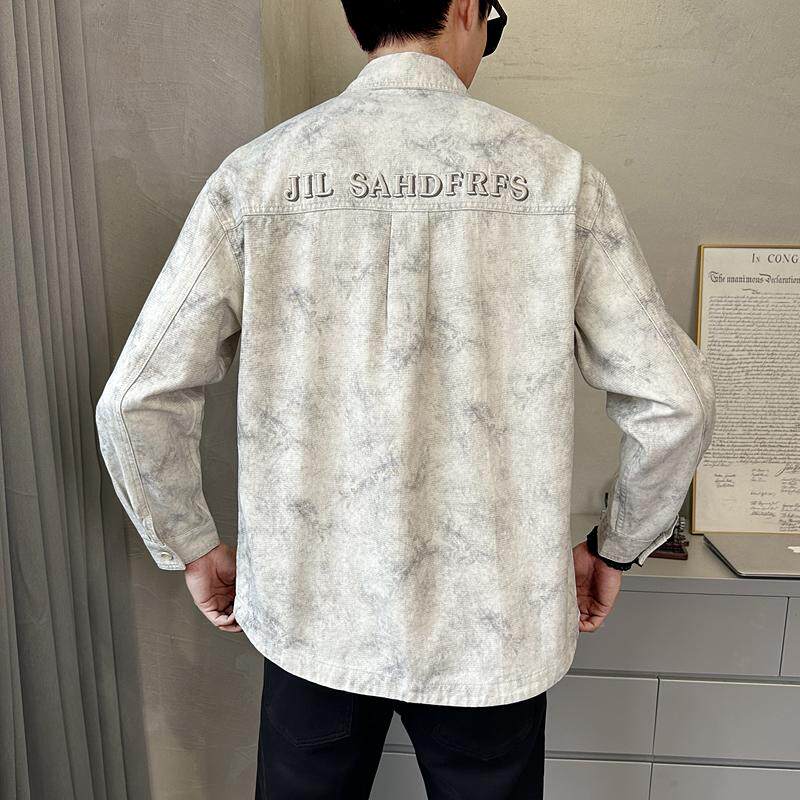 春季衬衫式外套男士脏脏灰翻领休闲宽松日系工装长袖C5505-P110,男装衬衫,电商A239