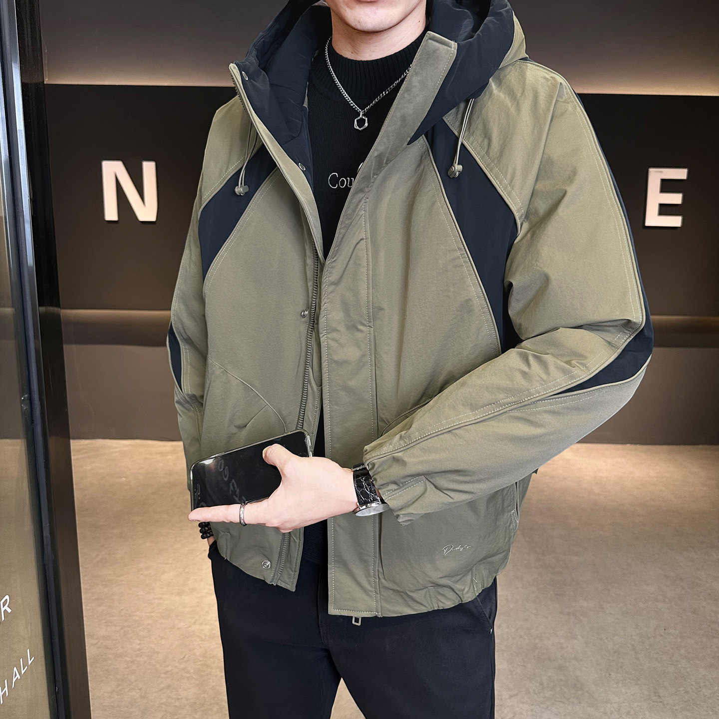 冬季标新款拼接羽绒服男 短款保暖羽绒外套Y2559-P220图片