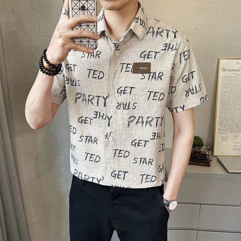 男士短袖衬衫夏季新款时尚百搭休闲衬衣薄款上衣C500-P68，男装衬衫，电商A239