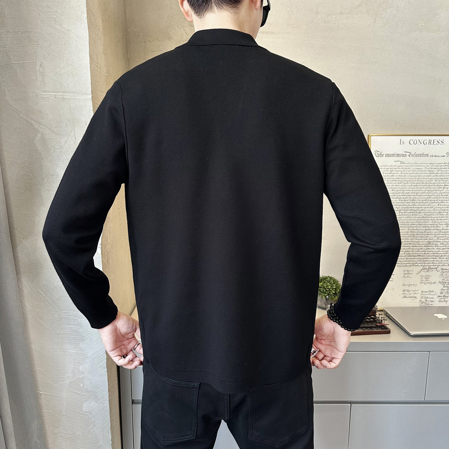 2026春季西装领针织天丝开衫韩版潮流毛衣外套男士上衣K7713-P135,男装针织衫/毛衣,电商A239
