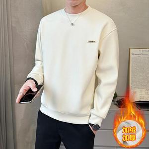 冬季新款潮流长袖圆领加绒加厚棉卫衣 韩版微阔打底T恤W6701-P80图片