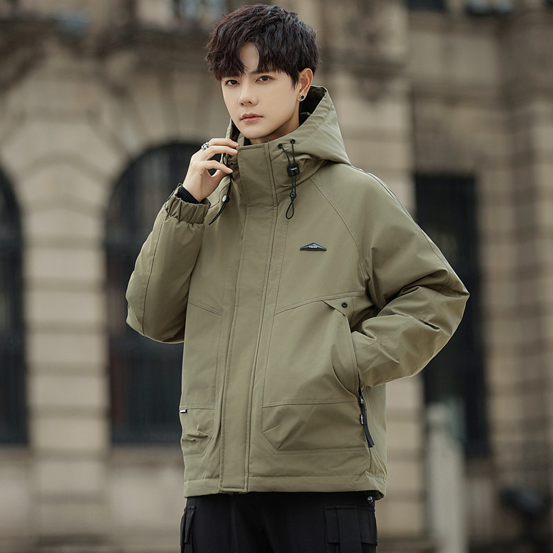 Tim新款工装羽绒服男短款冲锋衣保暖羽绒外套Y3658-P190，男装羽绒服，电商A239