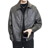 春季皮衣外套男士翻领休闲时尚帅气机车皮褂子痞帅P8806-P158，男装皮衣，电商A239