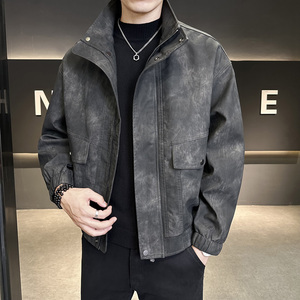 春季立领皮衣夹克男时尚潮流外套青年帅气机车服上衣P1118-P155图片