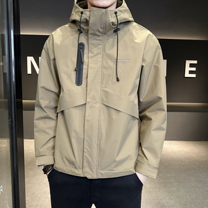 春季潮牌连帽工装夹克冲锋衣外套男潮流帅气休闲上衣服JK77-P120图片
