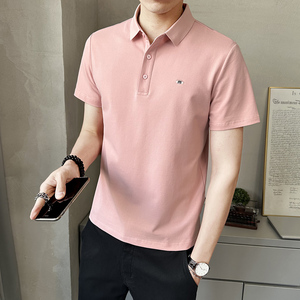 夏季新款男士短袖T恤时尚百搭休闲上衣潮牌半袖POLO衫PL88551-P55,杨采钰黑色大衣搭配图片图片