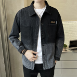 春季牛仔条纹衬衫外套休闲长袖上衣C520-P110，男装夹克，电商A239