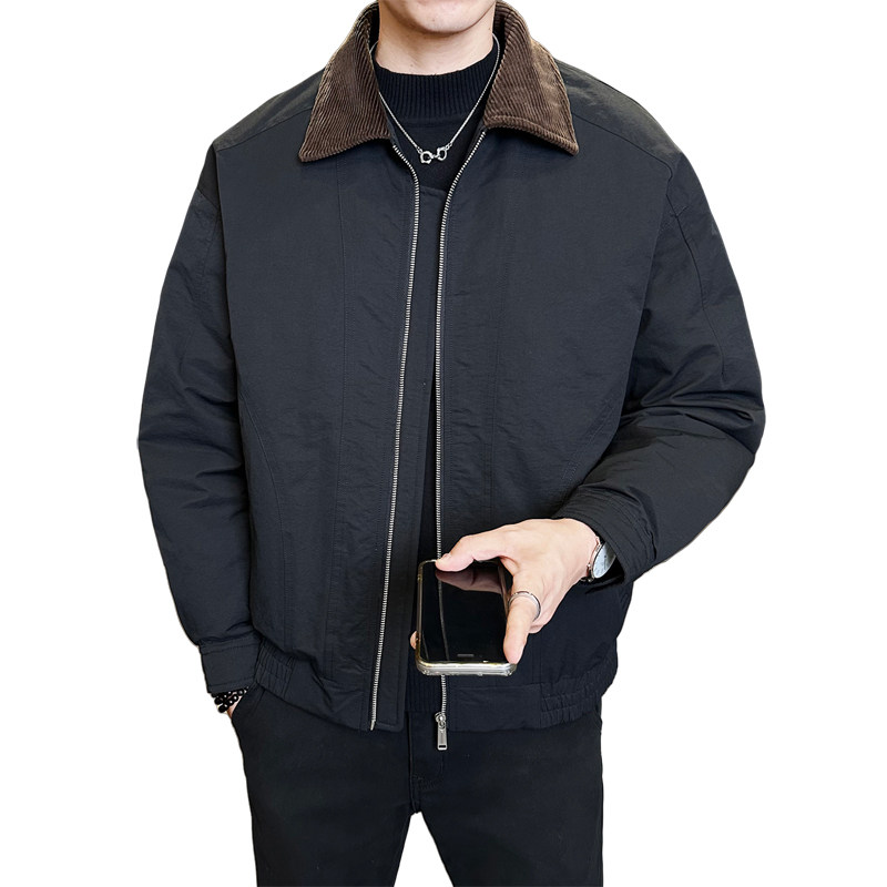 标巴恩风翻领羽绒服新款拼接灯芯绒男士冬季夹克外套Y5525-P195,男装夹克,电商A239
