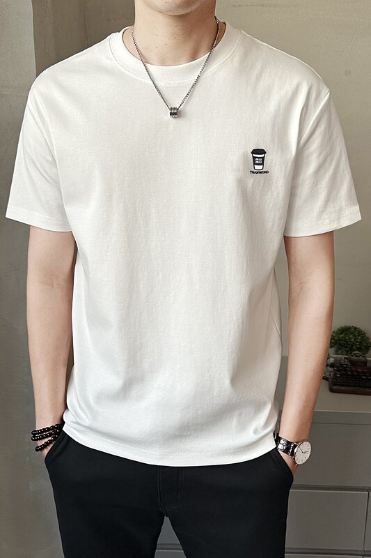男士新款圆领百搭高级感时尚短袖t恤棉质潮流夏季上衣服T3301-P38图片