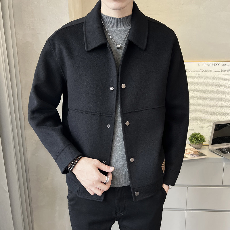 秋冬纯手工短款双面羊绒大衣男时尚夹克款双面呢S96001-P280，男装毛呢大衣，电商A239