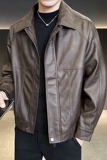 春季皮衣外套男士翻领休闲时尚帅气机车皮褂子痞帅P8806-P158，男装皮衣，电商A239