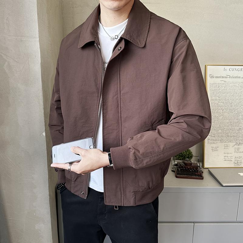 春季翻领纯色休闲夹克外套男韩版潮流百搭上衣外套JK6505-P125,男装夹克,电商A239